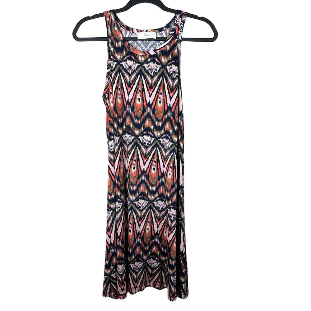 Braeve Large T-Shirt Dress Multicolor Sleeveless Geometric Ikat Print Mini Boho